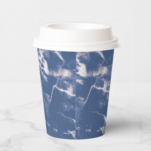 Blauw Zilver Marmeren bruiloft Papieren Bekers (Rechts)
