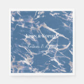 Blauw Zilver Marmeren bruiloft Servet (Voorkant)