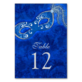 Blauw Zilver Masquerade Bal Mardi Gras Bruiloft Kaart