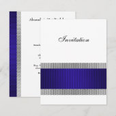 Blauw & Zilver Metalen Trim Wit Alle Evenementen Kaart (Voorkant / Achterkant)