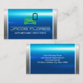 Blauw zilver Metallic | Automatische Logo-checklis Visitekaartje (Voorkant / Achterkant)