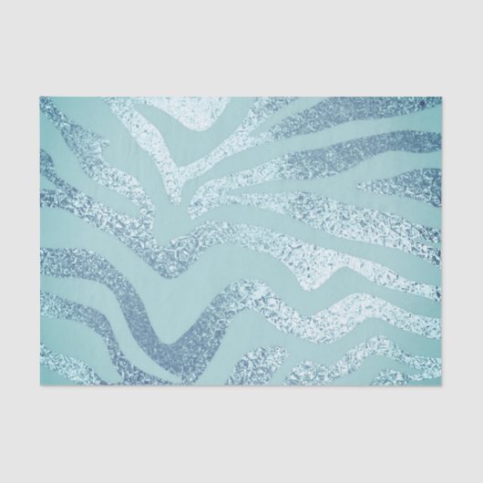 Blauw zilver metallic look zebra gestreept dier tissuepapier (Voorkant)