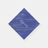 Blauw & zilver Modern Glam Marble Stripe Party Servetten (Hoek)