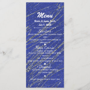 Blauw & Zilver Modern Glam Marmer Streep Feest Men Menu