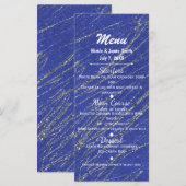 Blauw & Zilver Modern Glam Marmer Streep Feestmenu Menu (Voorkant / Achterkant)