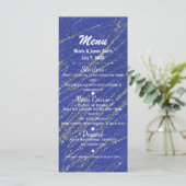 Blauw & Zilver Modern Glam Marmer Streep Feestmenu Menu (Staand voorkant)
