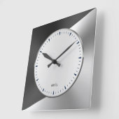 Blauw & Zilver Modern Metallic Geometrisch ontwerp Vierkante Klok (Hoek)
