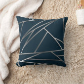 Blauw Zilver Moderne Geometrische Kussen (Deken)