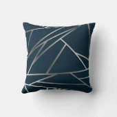 Blauw Zilver Moderne Geometrische Kussen (Achterkant)