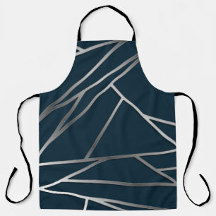 Blauw Zilver Moderne Geometrische Schort