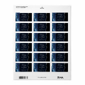 Blauw & Zilver Nep Glitter Agate Trouwfeest Etiket (Full Sheet)