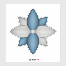 Blauw & Zilver Poinsettia Sticker