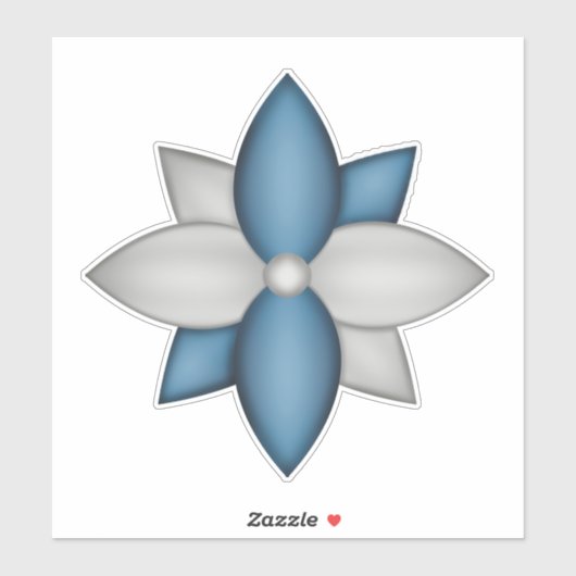 Blauw & Zilver Poinsettia Sticker (Vel)