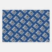 Blauw Zilver Proost op 60 Jaar Verjaardag Inpakpapier Vel (Voorkant)