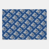 Blauw Zilver Proost op 90 Jaar Verjaardag Inpakpapier Vel (Voorkant 2)