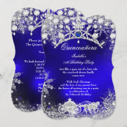 Blauw zilver Quinceanera 15e Winterwonderland Kaart