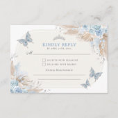Blauw Zilver Quinceanera Mis Quince 15 Anos RSVP Informatiekaartje (Voorkant)