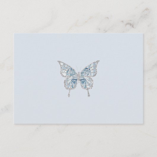 Blauw Zilver Quinceanera Mis Quince 15 Anos RSVP Informatiekaartje (Achterkant)