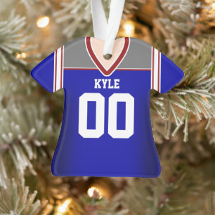 Blauw/zilver/rood Football Jersey Ornament