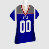 Blauw/zilver/rood Football Jersey Ornament (voorkant)