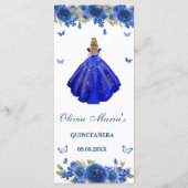 Blauw Zilver Roos Quinceanera Menu (Achterkant)