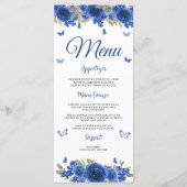 Blauw Zilver Roos Quinceanera Menu (Voorkant)