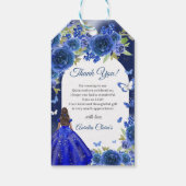 Blauw Zilver Roos Quinceanera Verjaardag Cadeaulabel (Achterkant)