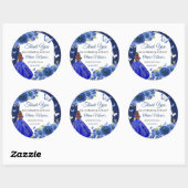 Blauw Zilver Roos Quinceanera Verjaardag Ronde Sticker (Vel)