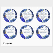 Blauw Zilver Roos Quinceanera Verjaardag Ronde Sticker (Vel)