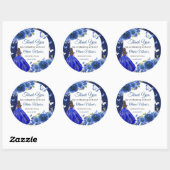 Blauw Zilver Roos Quinceanera Verjaardag Ronde Sticker (Vel)