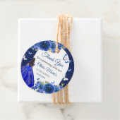 Blauw Zilver Roos Quinceanera Verjaardagsgunst Tag Bedankjes Labels (In situ)