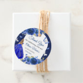 Blauw Zilver Roos Quinceanera Verjaardagsgunst Tag Bedankjes Labels (In situ)