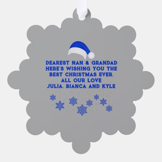 Blauw/Zilver Seizoen Groet Rendier met Monogram Ornament Kaart (Achterkant)