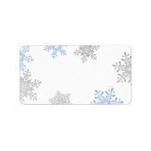 Blauw Zilver Sneeuwvlok Bruiloft Blank Adresetiket Etiket (Voorkant)