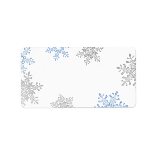 Blauw Zilver Sneeuwvlok Bruiloft Blank Adresetiket Etiket (Voorkant)