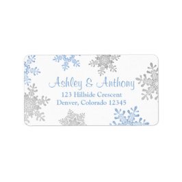Blauw Zilver Sneeuwvlok Bruiloft Retouradres Etiket
