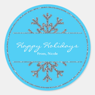 Blauw & Zilver Sneeuwvlok Kerst Winter Sticker