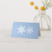 Blauw Zilver Sneeuwvlok Winter Bruiloft Plaatskaartje (Achterkant)