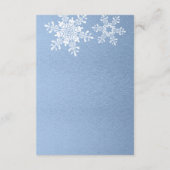 Blauw Zilver Sneeuwvlok Winter Bruiloft Receptie Informatiekaartje (Achterkant)