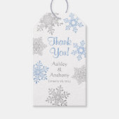 Blauw Zilver Sneeuwvlok Winter Dank u Cadeaulabel (Voorkant)