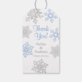 Blauw Zilver Sneeuwvlok Winter Dank u Cadeaulabel (Achterkant)