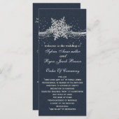 Blauw Zilver Sneeuwvlokken bruiloft programma's th (Voorkant / Achterkant)