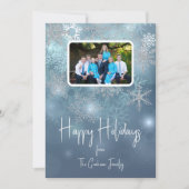Blauw & Zilver Sneeuwvlokken Modern Plat Kerstkaar Feestdagenkaart (Voorkant)