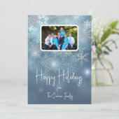 Blauw & Zilver Sneeuwvlokken Modern Plat Kerstkaar Feestdagenkaart (Staand voorkant)
