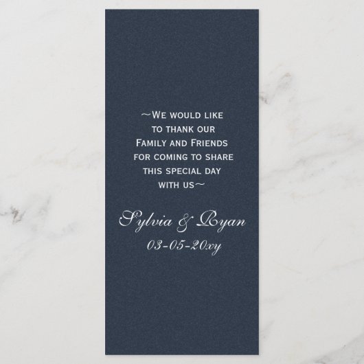 Blauw Zilver Sneeuwvlokken Winter bruiloft menu ka (Achterkant)