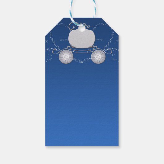 Blauw & Zilver Sparkle Pumpkin Carriage Assepoeste Cadeaulabel (Achterkant)