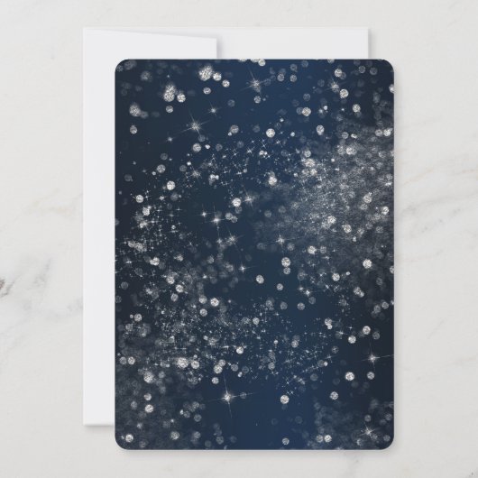 Blauw & Zilver Sparkling Lichten Glam Vrijgezellen Kaart (Achterkant)