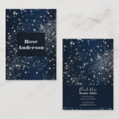Blauw Zilver Sparkling Lights Glam Sparkle Glitter Visitekaartje (Voorkant / Achterkant)