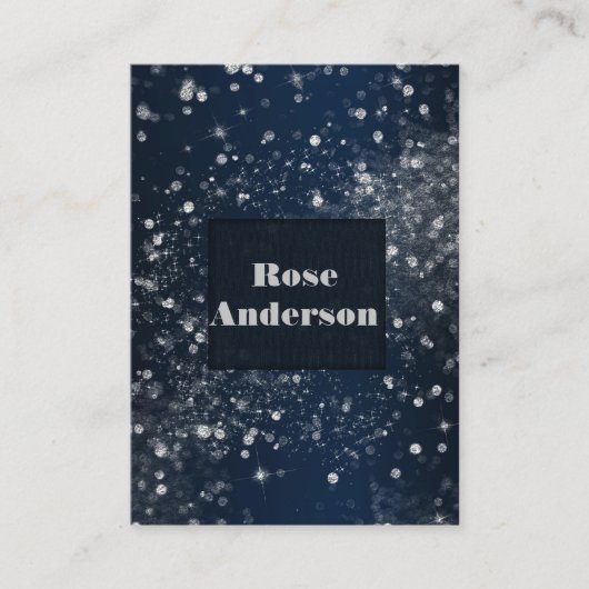 Blauw Zilver Sparkling Lights Glam Sparkle Glitter Visitekaartje (Voorkant)
