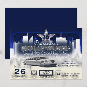 Blauw Zilver Stad Nachtverlichting Limo Hollywood  Kaart